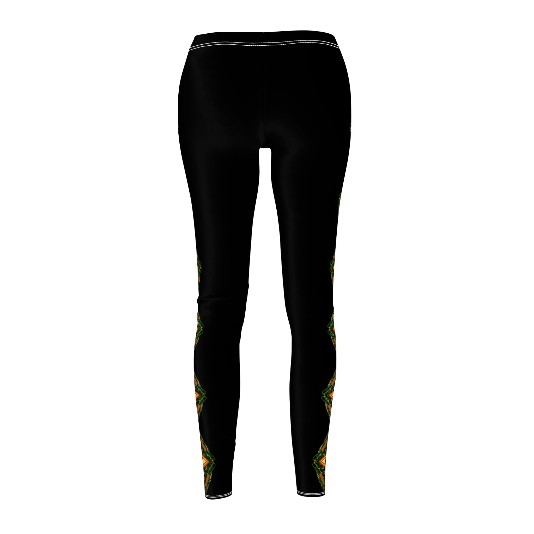 Black Gold Geometric Side-Stripe Leggings #