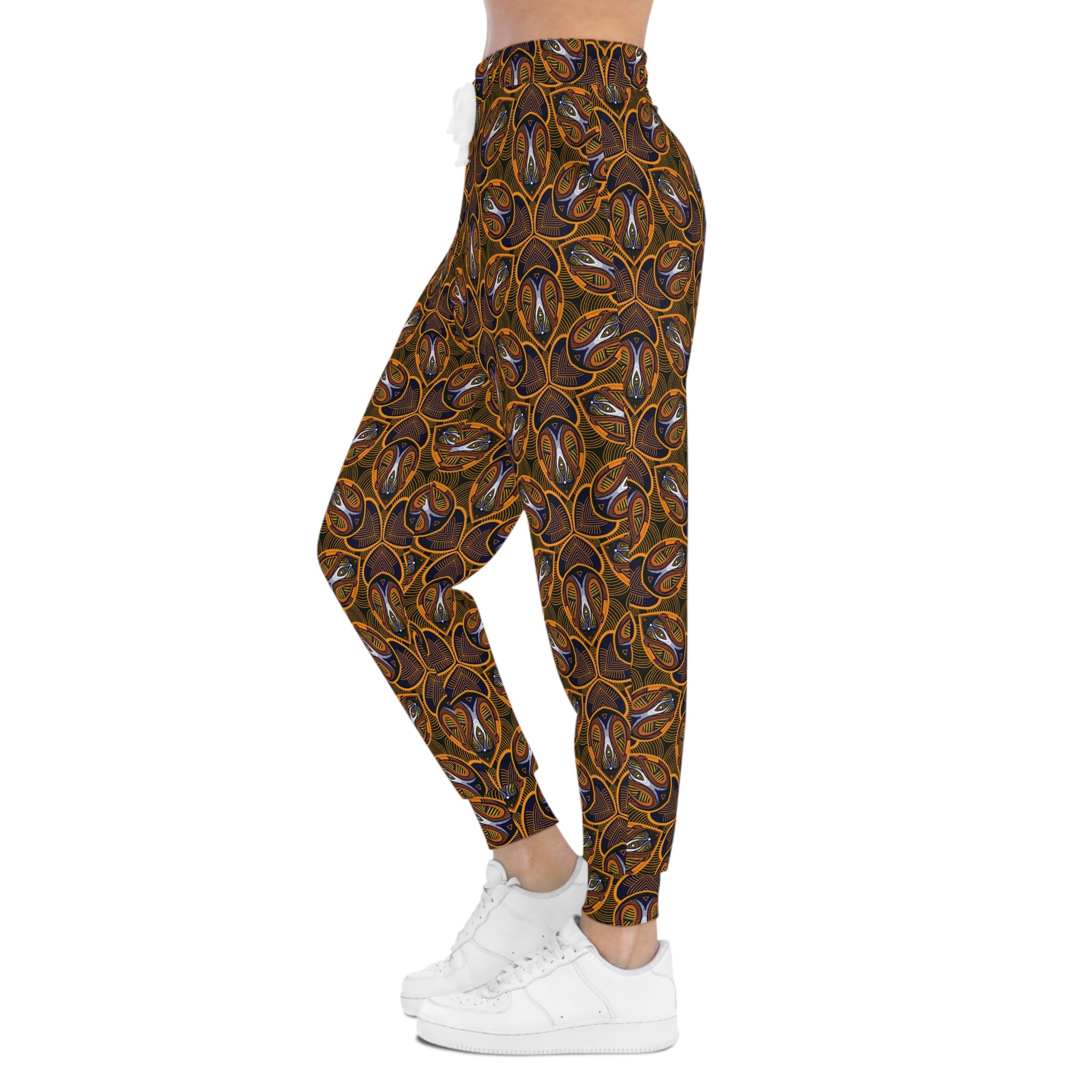 Brown Boho Floral Athletic Joggers – All-Over Print Patterned Sweatpants #ik76337