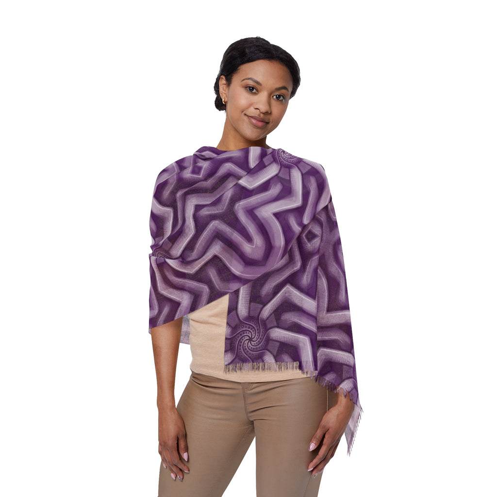 Purple Geometric Star Pattern Scarf — Lightweight Decorative Fashion Scarf #kj88643
