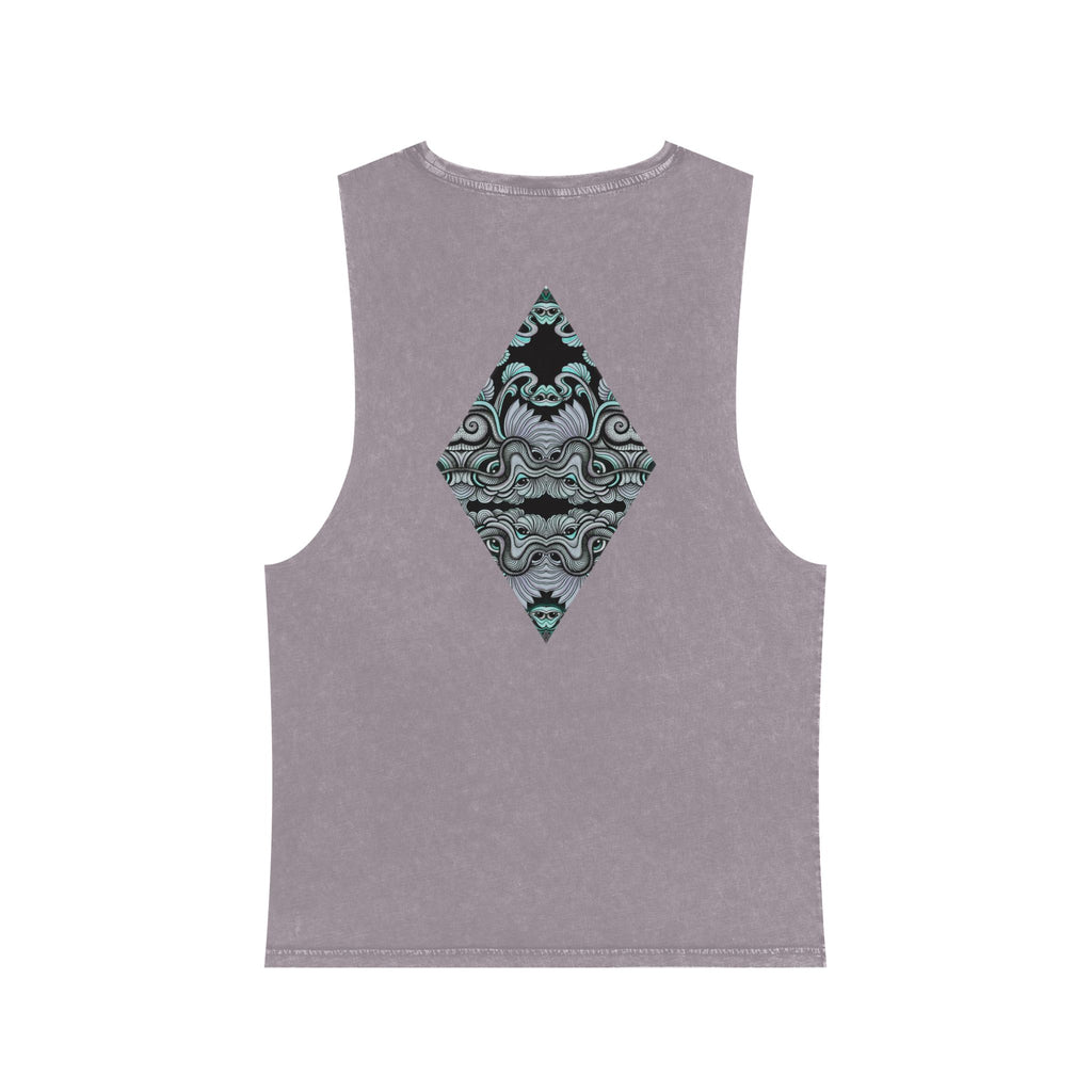 Stonewash Tank Top with Ornate Keyhole Design #sdxv24498