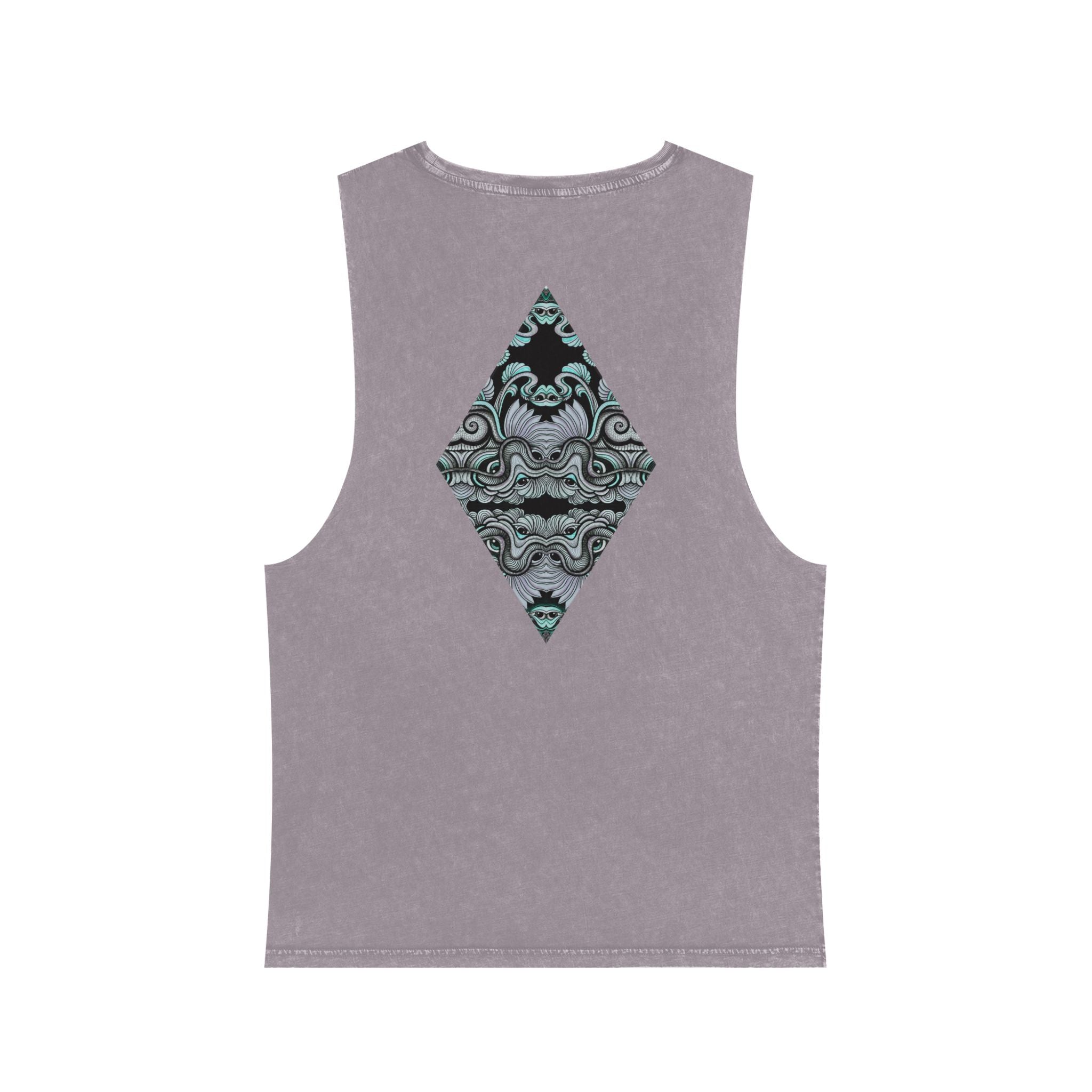 Stonewash Tank Top with Ornate Keyhole Design #sdxv24498