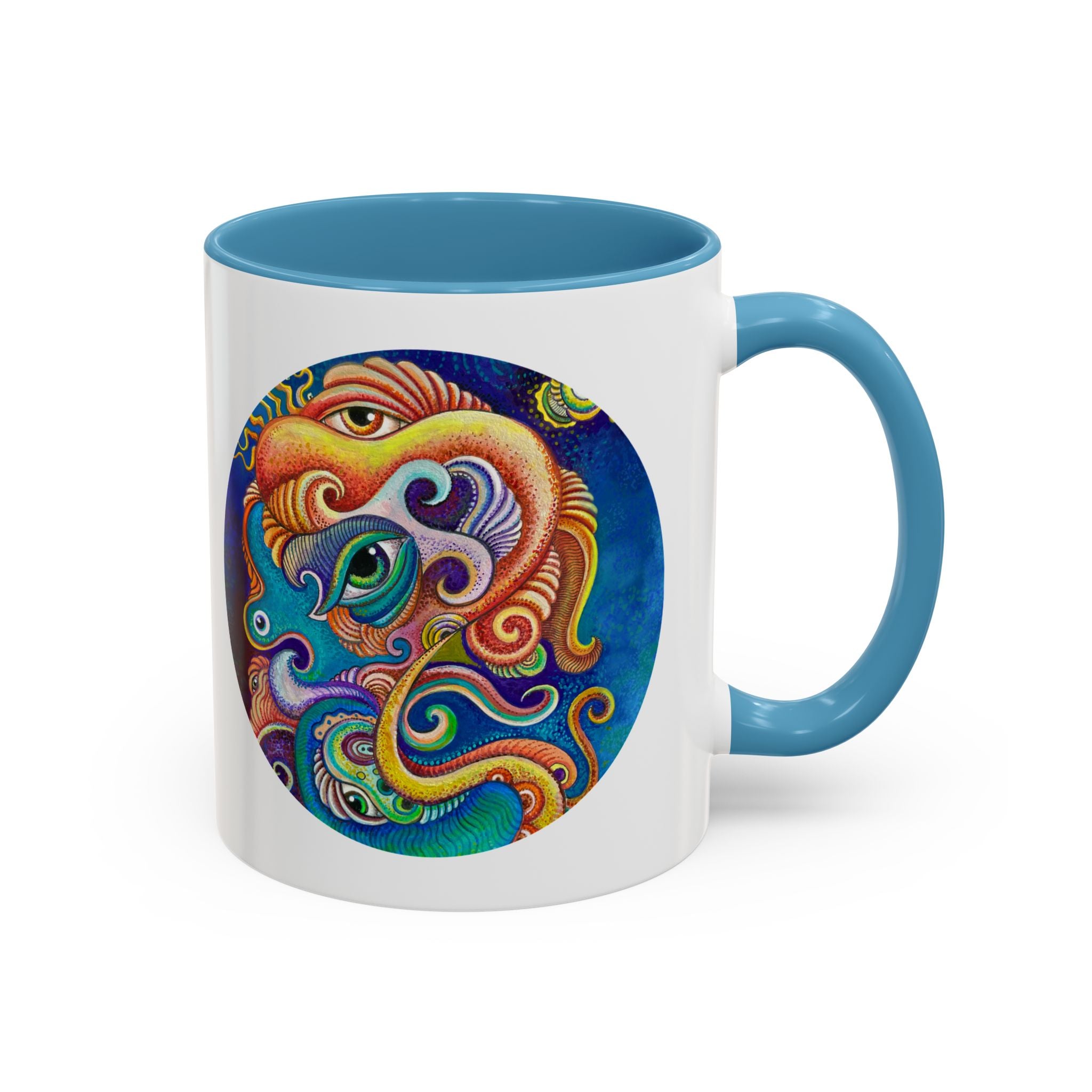 Colorful Abstract Fish Circle Mug | Accent Coffee Mug