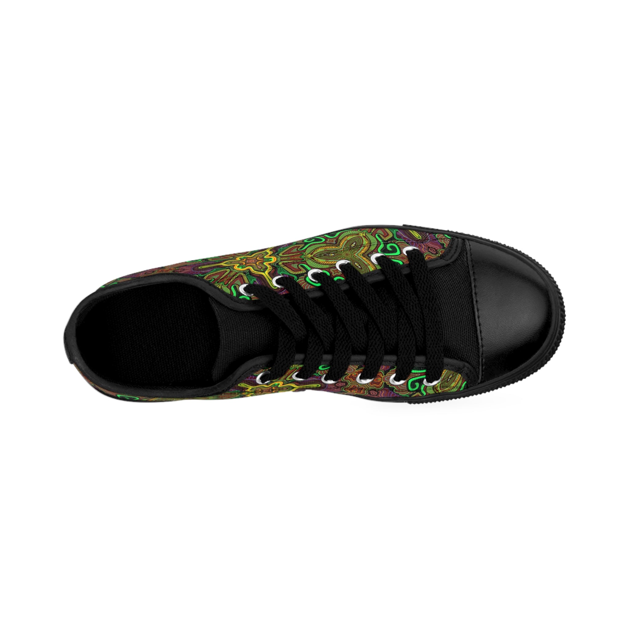 Women's Floral Psychedelic Low-Top Sneakers — Colorful Boho Canvas Shoes #kh7640