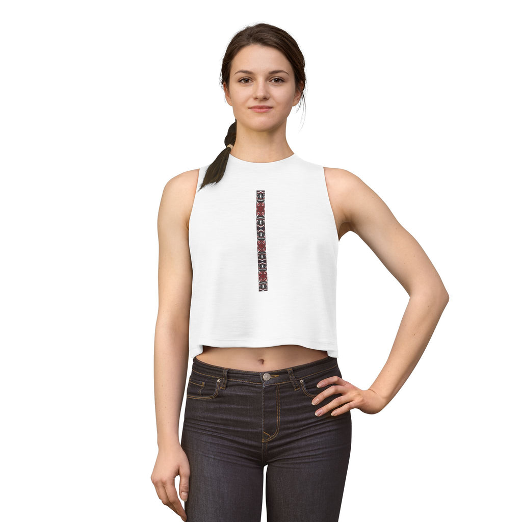 Women's Crop Top — Minimal Vertical Tribal Stripe Graphic #h987542456