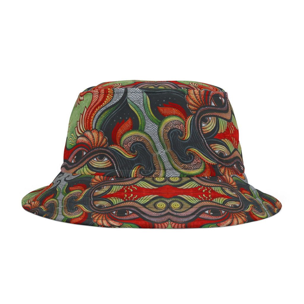 Psychedelic Floral Bucket Hat – Retro Boho Patterned Sun Hat #d2476543