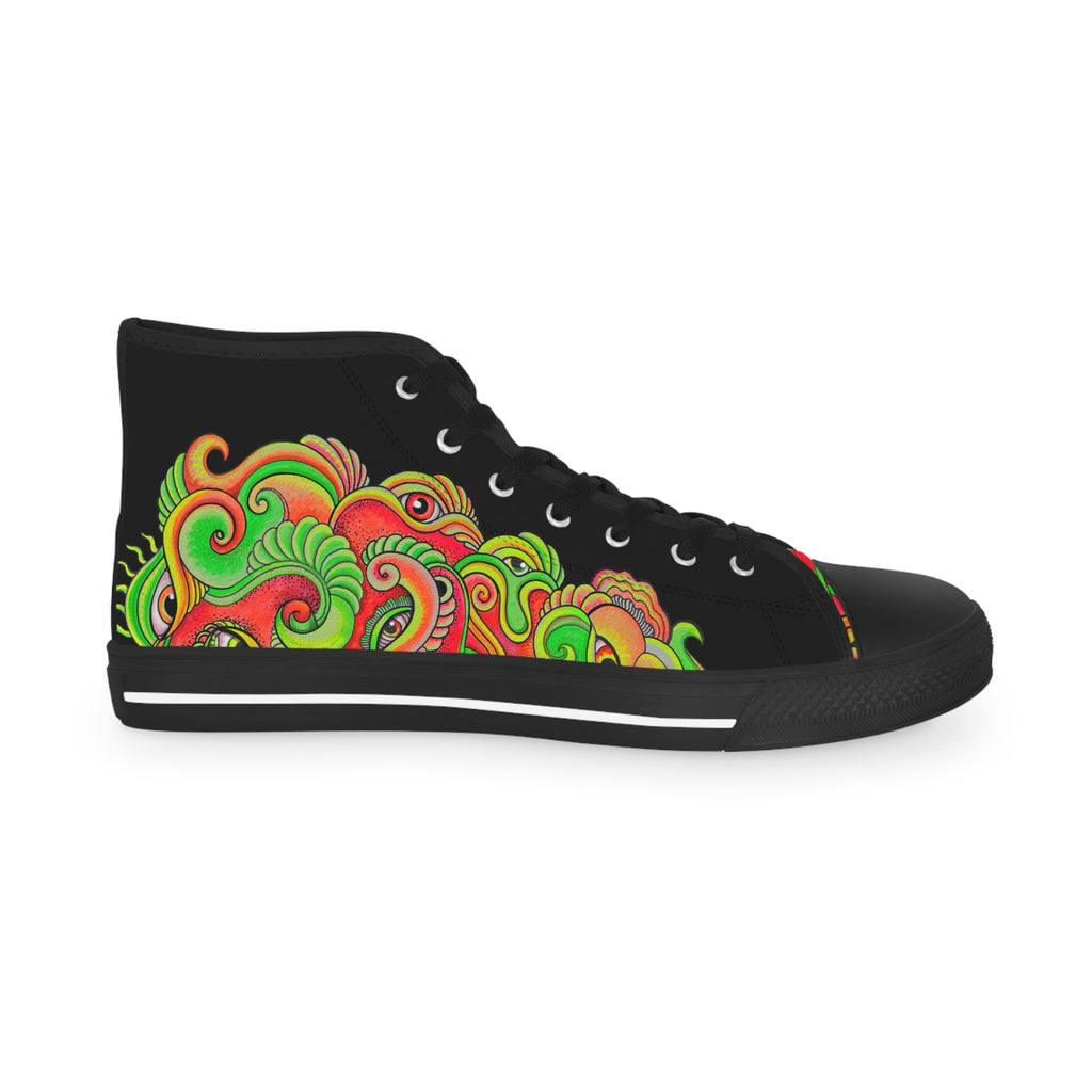 High Top Sneakers — Neon Psychedelic Wave Pattern #r76549976