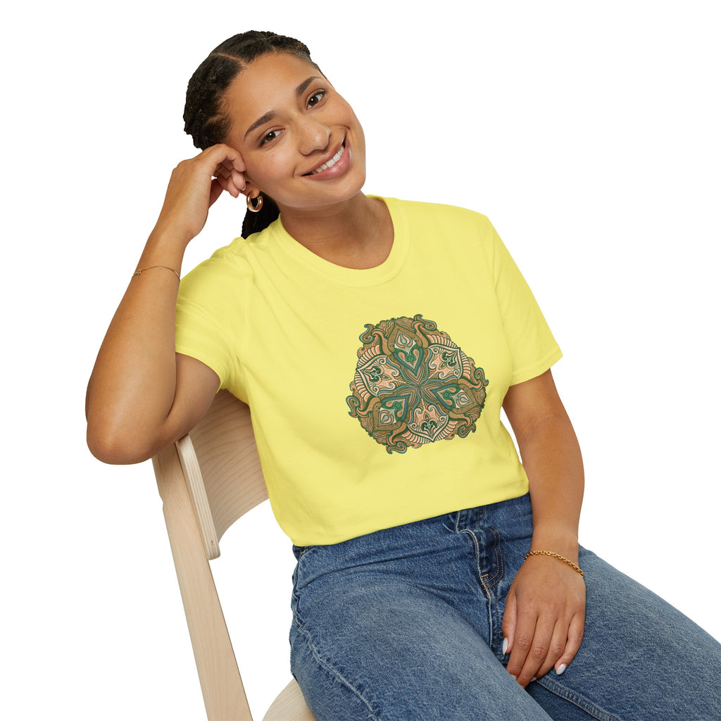Green Celtic Knot Mandala T-Shirt | Floral Shamrock Pattern