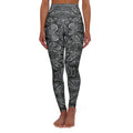High-Waist Yoga Leggings — Monochrome Swirl Pattern #yl765