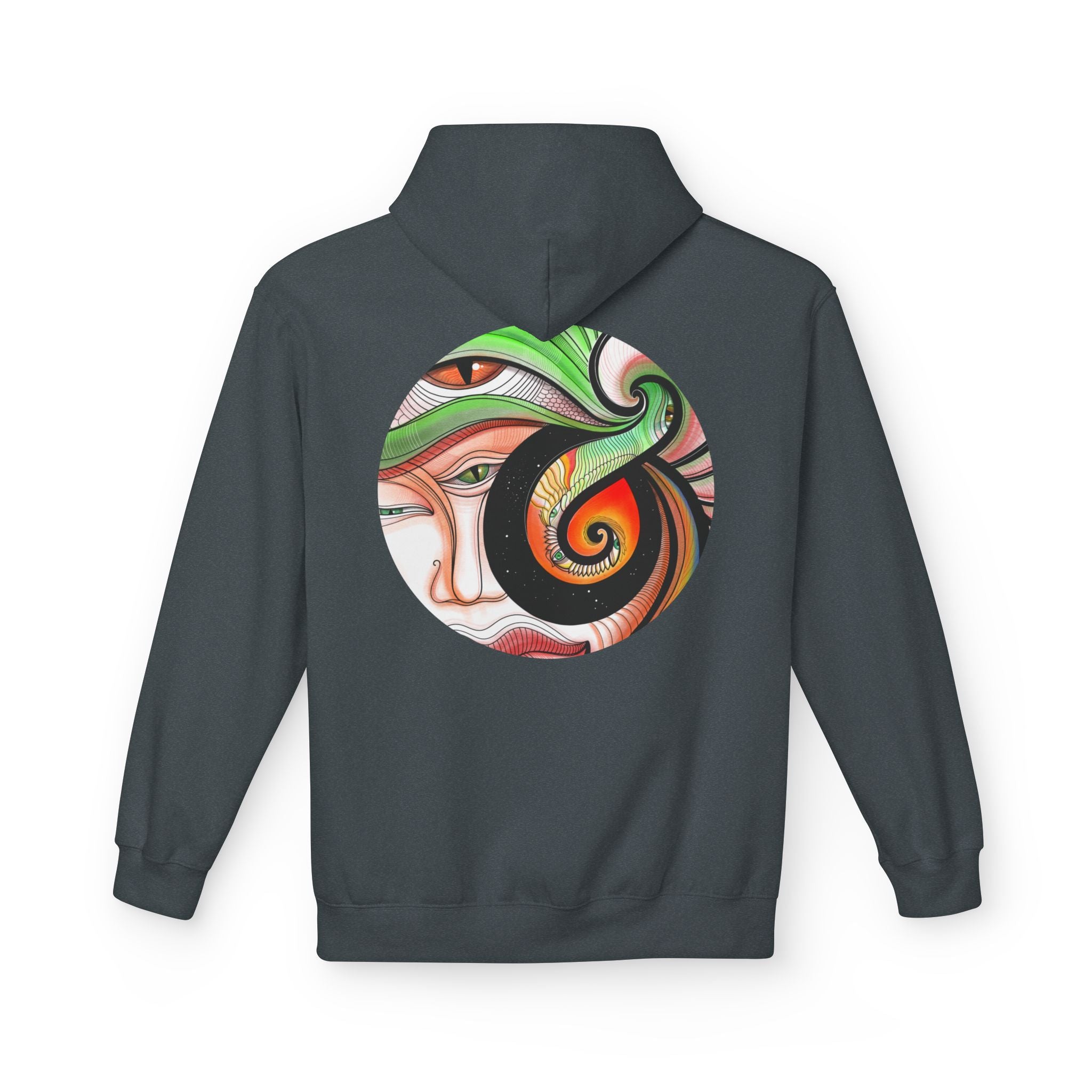 Abstract Swirl Face Hoodie | Artistic Geometric Portrait, White Pullover
