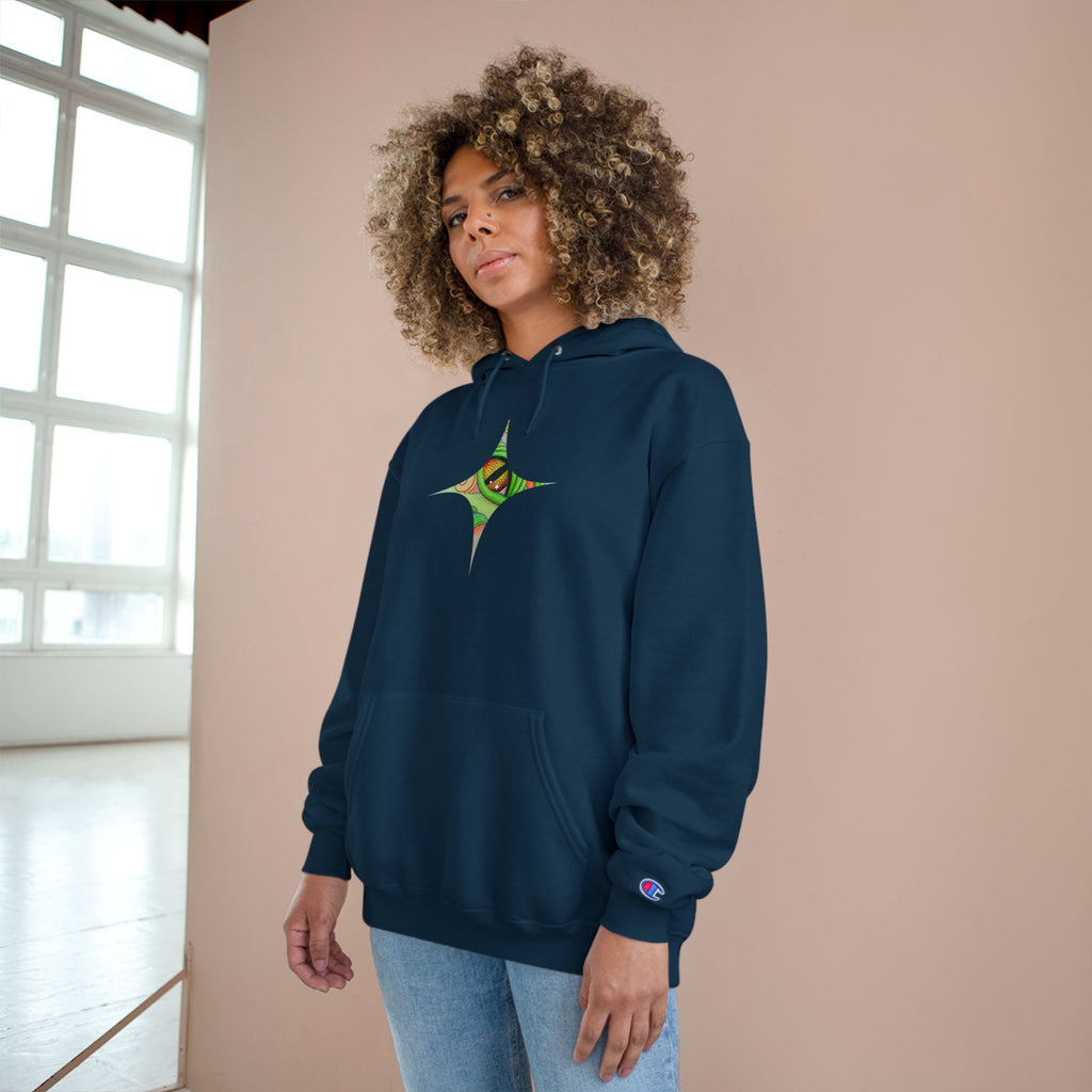 Hoodie — Psychedelic Green Eye Triangle Champion Hoodie #g86478