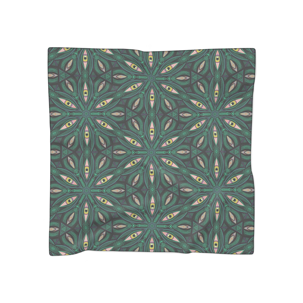 Emerald Kaleidoscope Poly Scarf — Geometric Floral Silk-Feel Fashion Accessory #kf98333