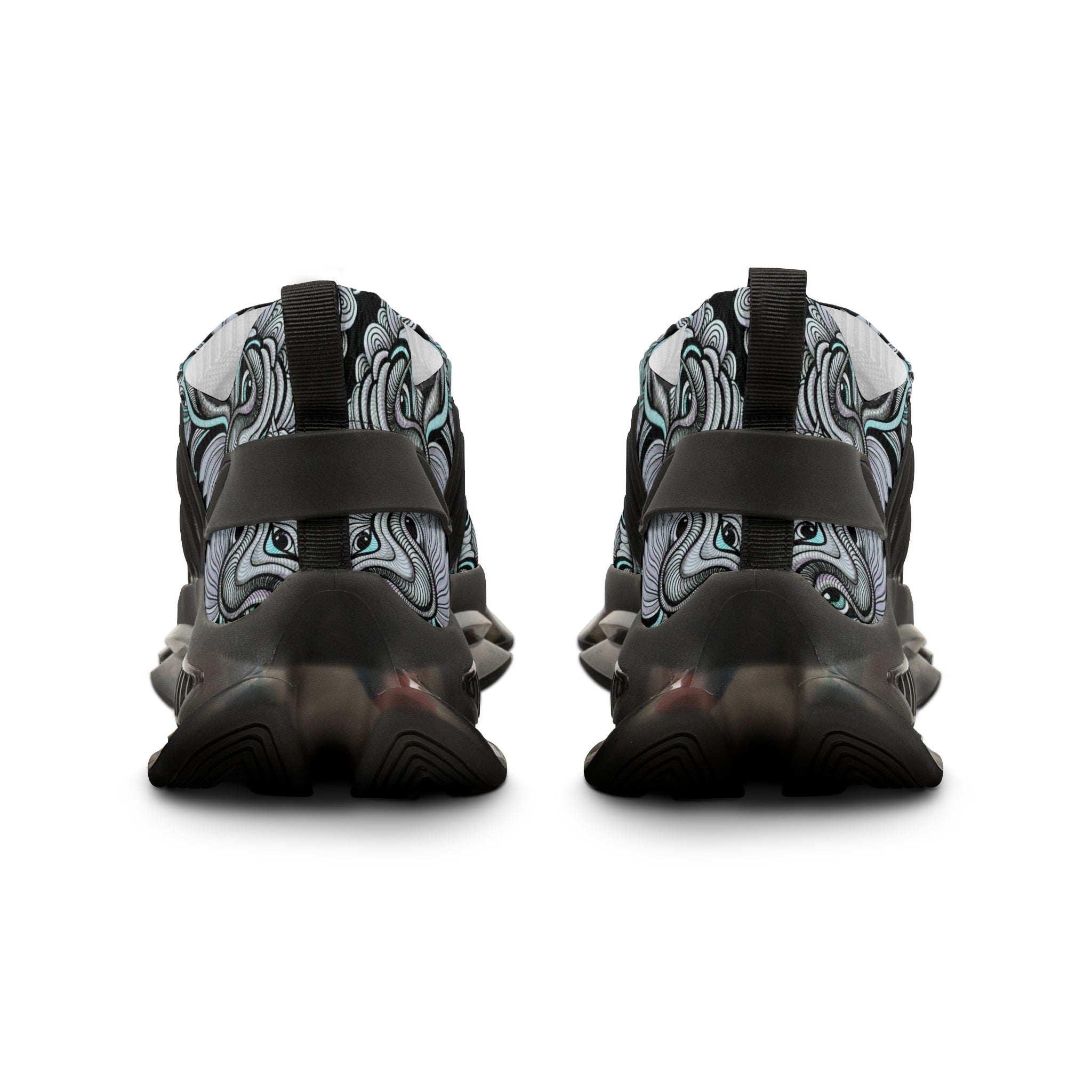 Men's Mesh Sneakers — Abstract Swirl Pattern Athletic Shoes #jf9765
