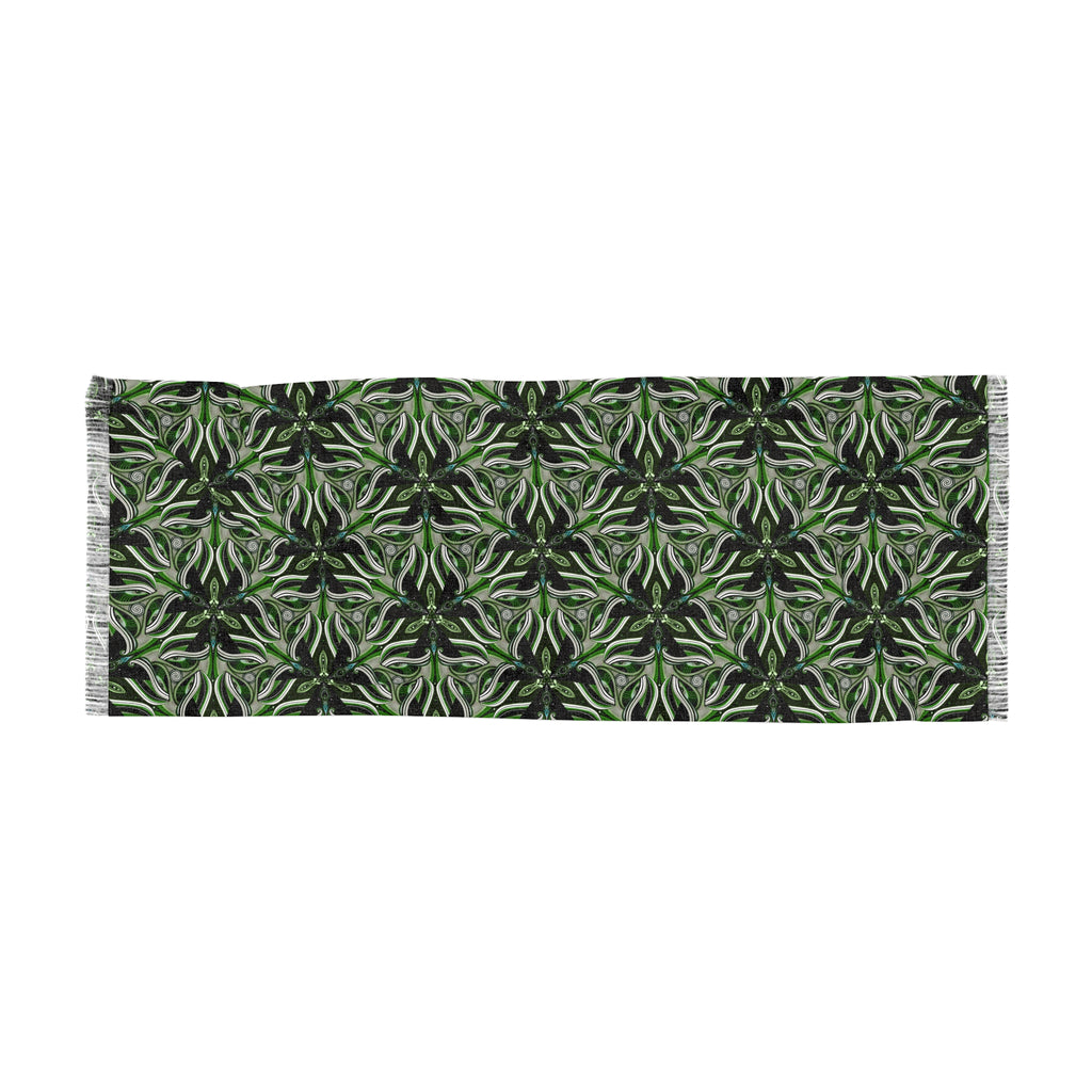 Green Kaleidoscope Light Scarf — Lightweight Botanical Patterned Wrap #la2245550