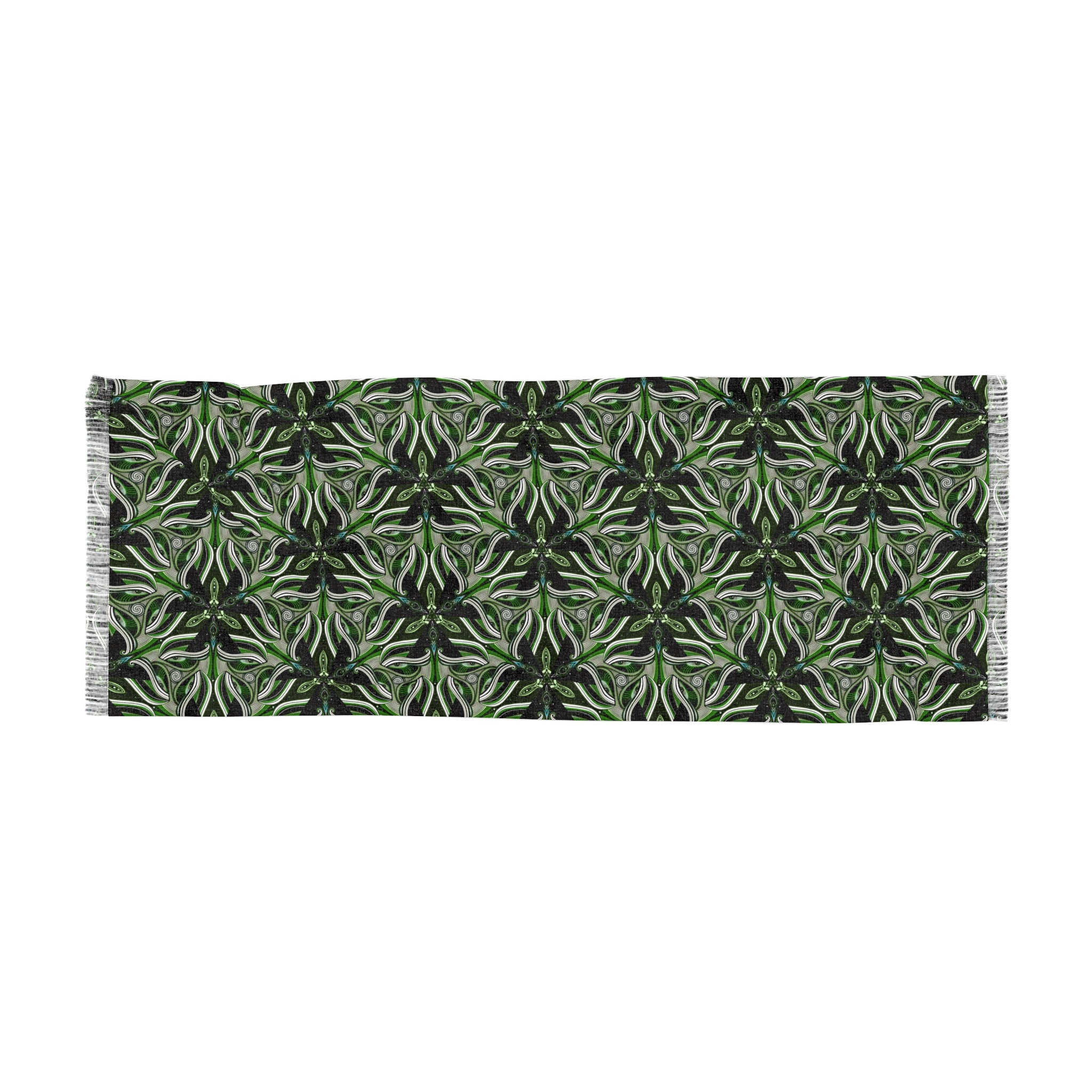 Green Kaleidoscope Light Scarf — Lightweight Botanical Patterned Wrap #la2245550