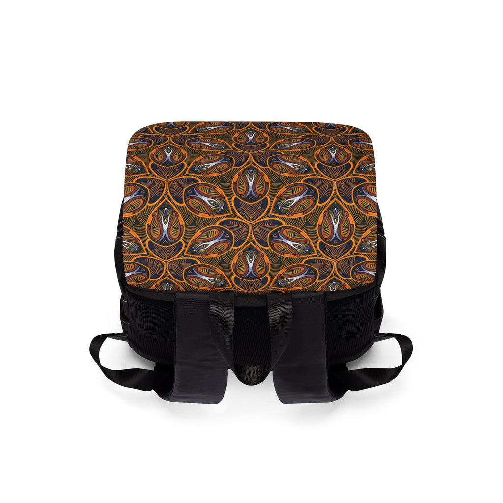 Bohemian Mosaic Canvas Backpack – Earthy Kaleidoscope Pattern#pur865356