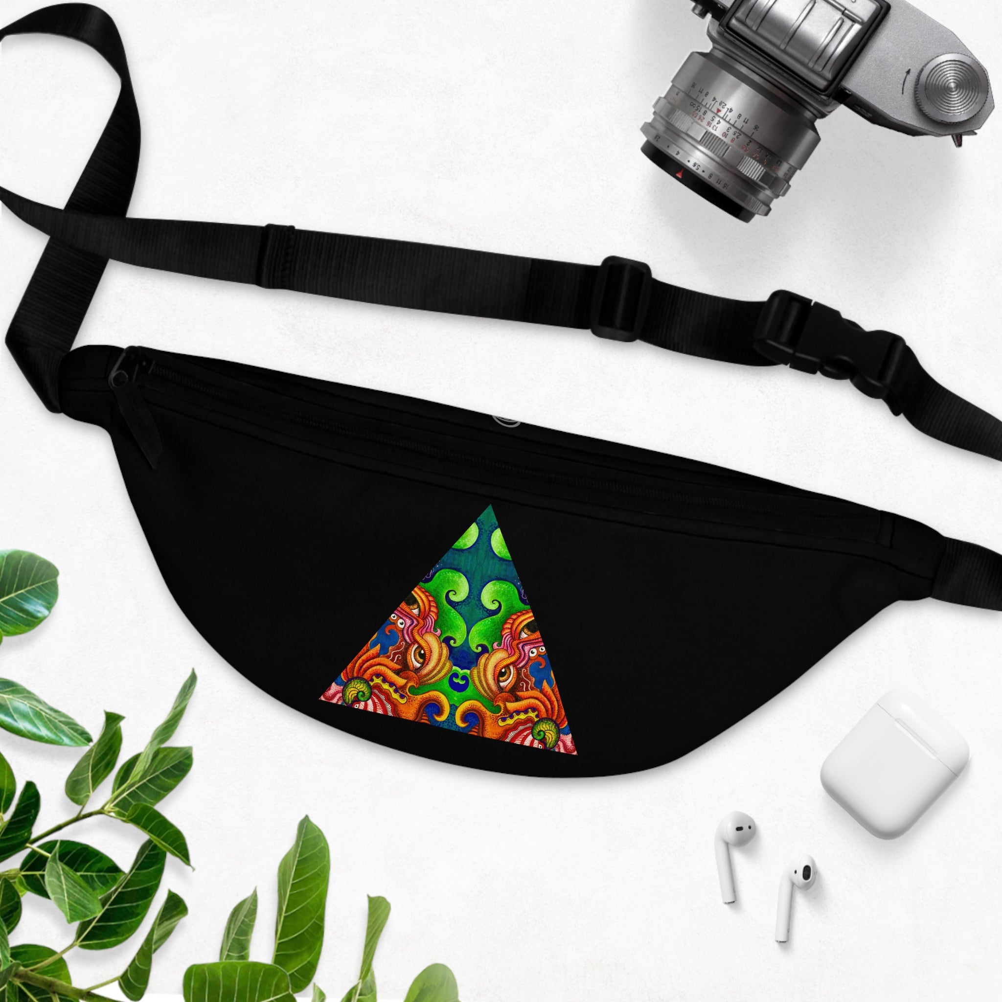 Psychedelic Triangle Fanny Pack — Colorful Retro Festival Waist Bag #fpt6754