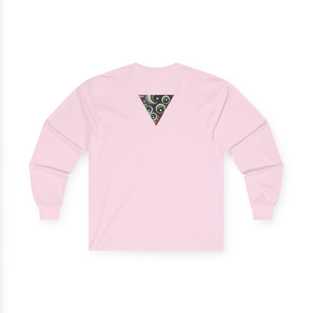 Triangle Camo Graphic Long Sleeve Tee — Minimal Military-Inspired Chest Print #k646&