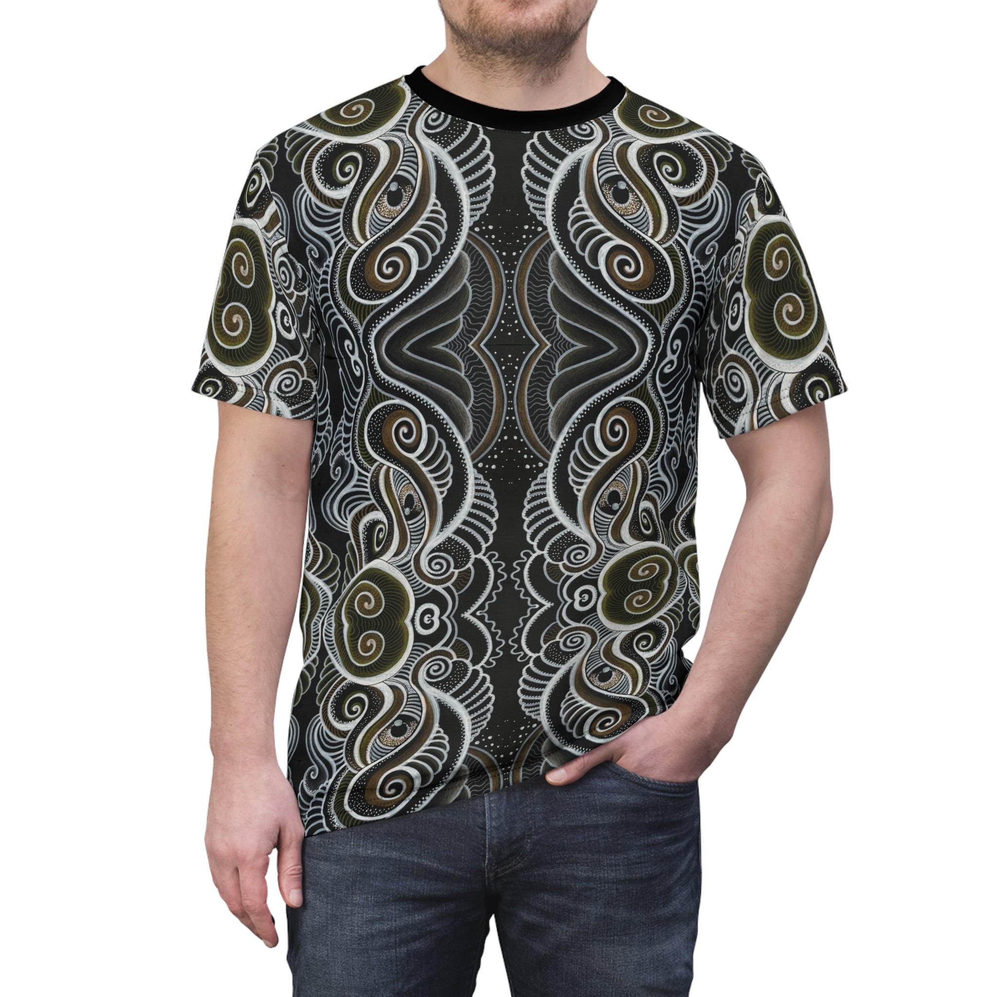 Tribal Spiral All-Over Print Tee — Boho Geometric Pattern #i66321