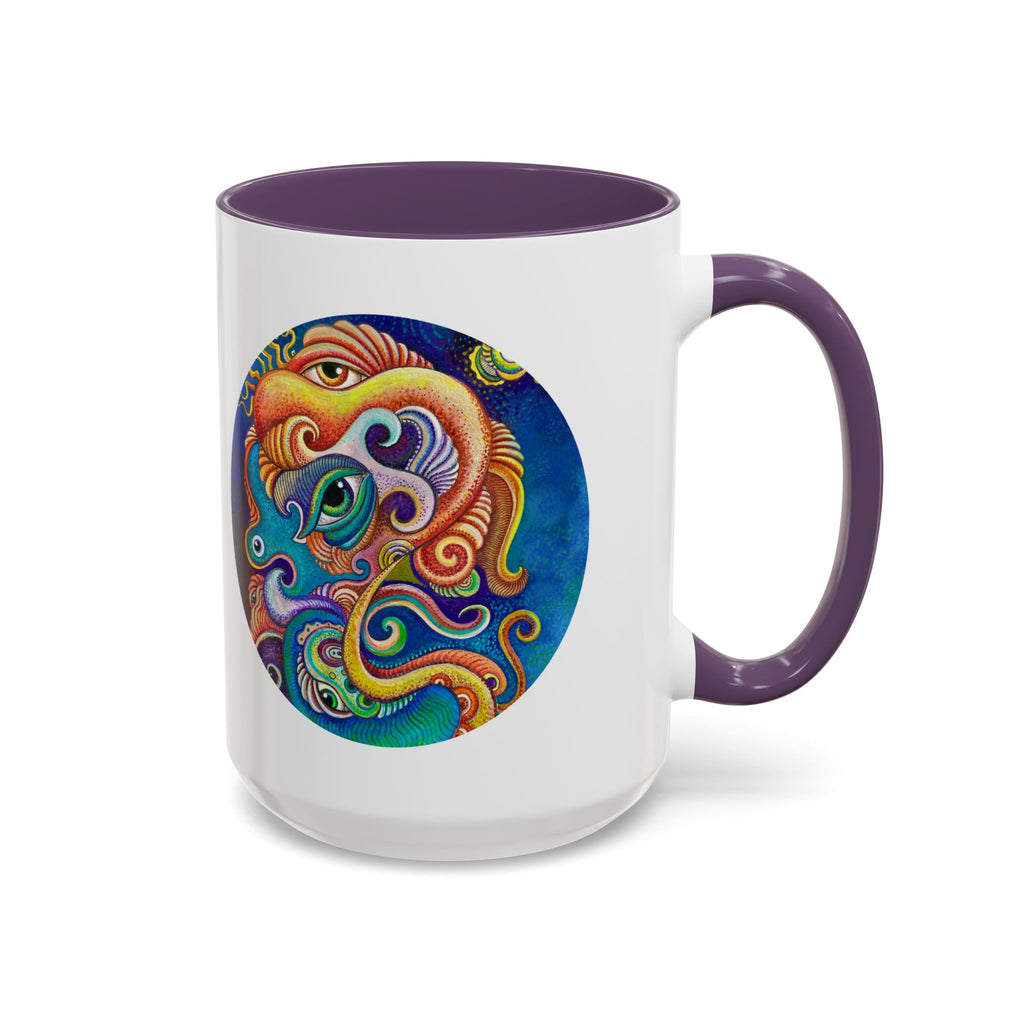 Colorful Abstract Fish Circle Mug | Accent Coffee Mug