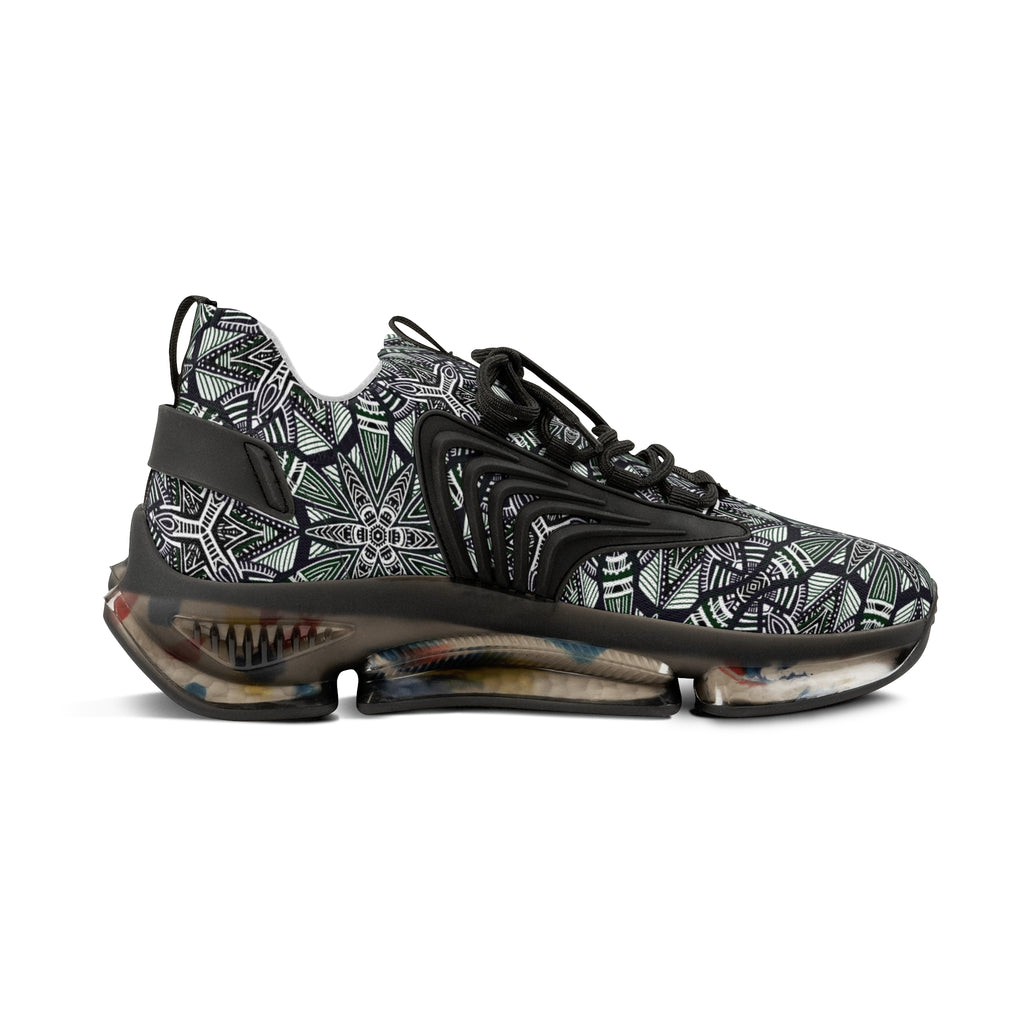 Men's Mesh Sneakers — Green Geometric Athletic Shoes #h08657