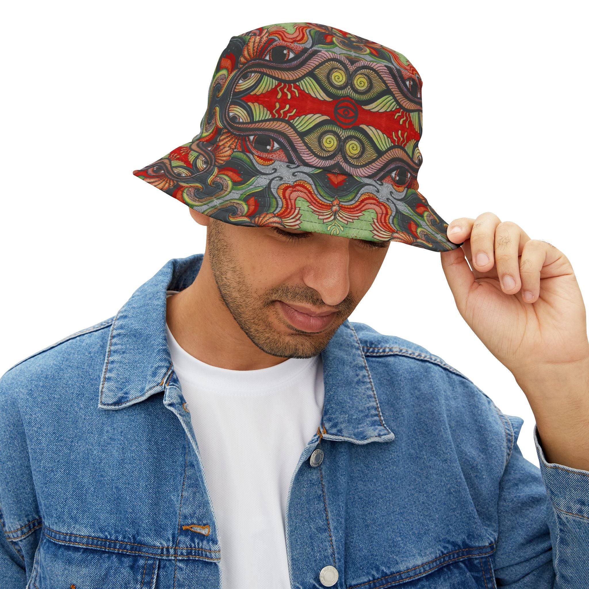 Psychedelic Floral Bucket Hat – Retro Boho Patterned Sun Hat #d2476543