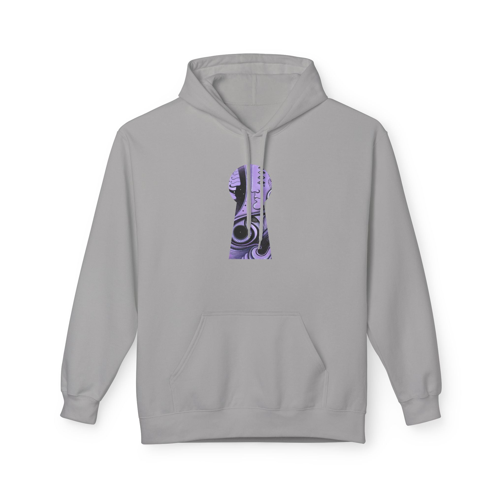 Purple Psychedelic Guitar Art Hoodie | Keyhole Front, Circular Back Design