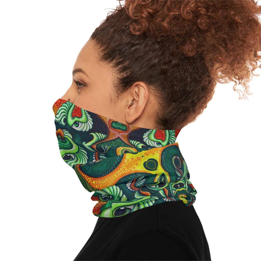 Psychedelic Green Masked Pattern Lightweight Neck Gaiter #ph97424