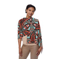 Geometric Floral Light Scarf — Boho Red & Teal Patterned Wrap #ij83798