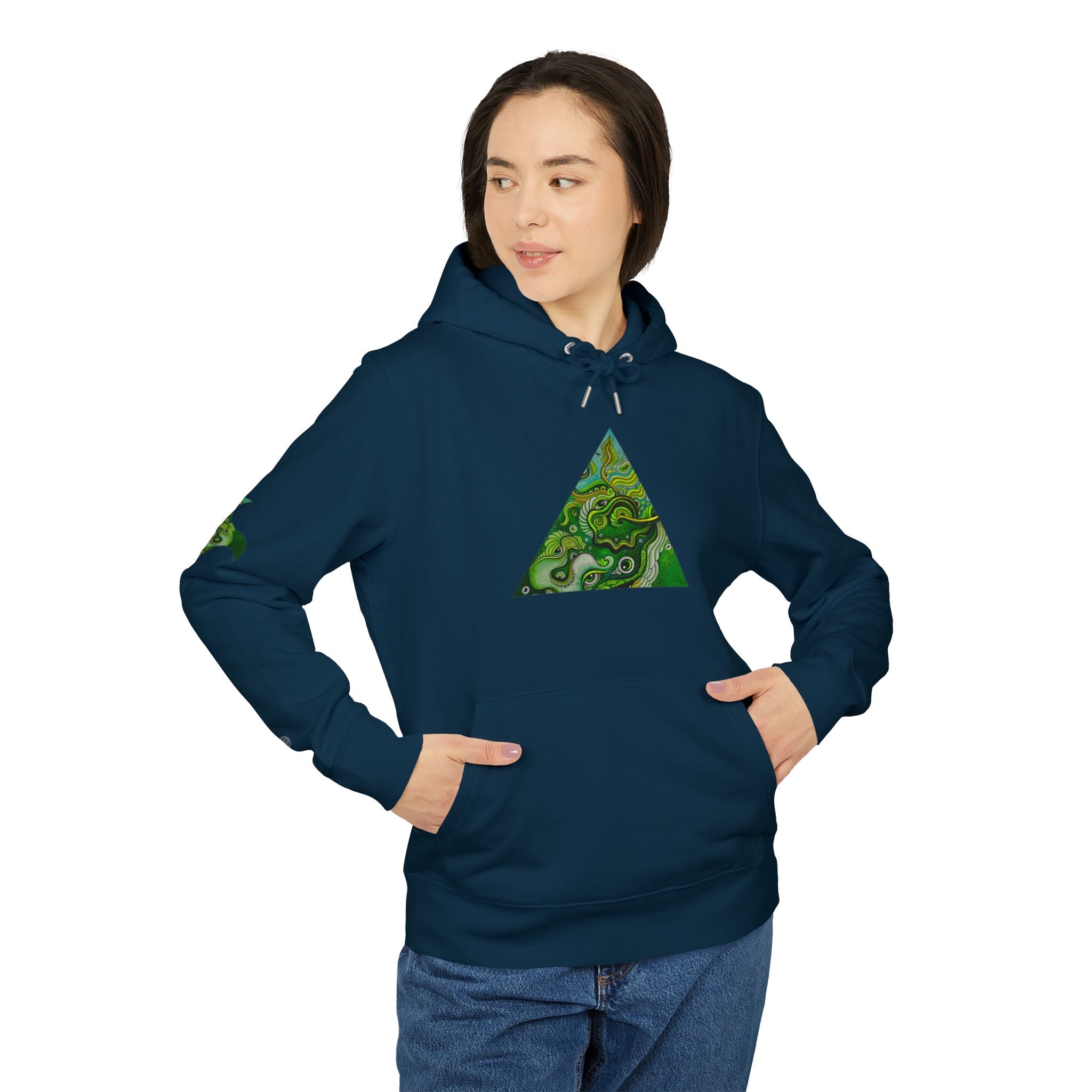 Green Geometric Nature Hoodie — Triangle Diamond Forest Graphic #iyf874322