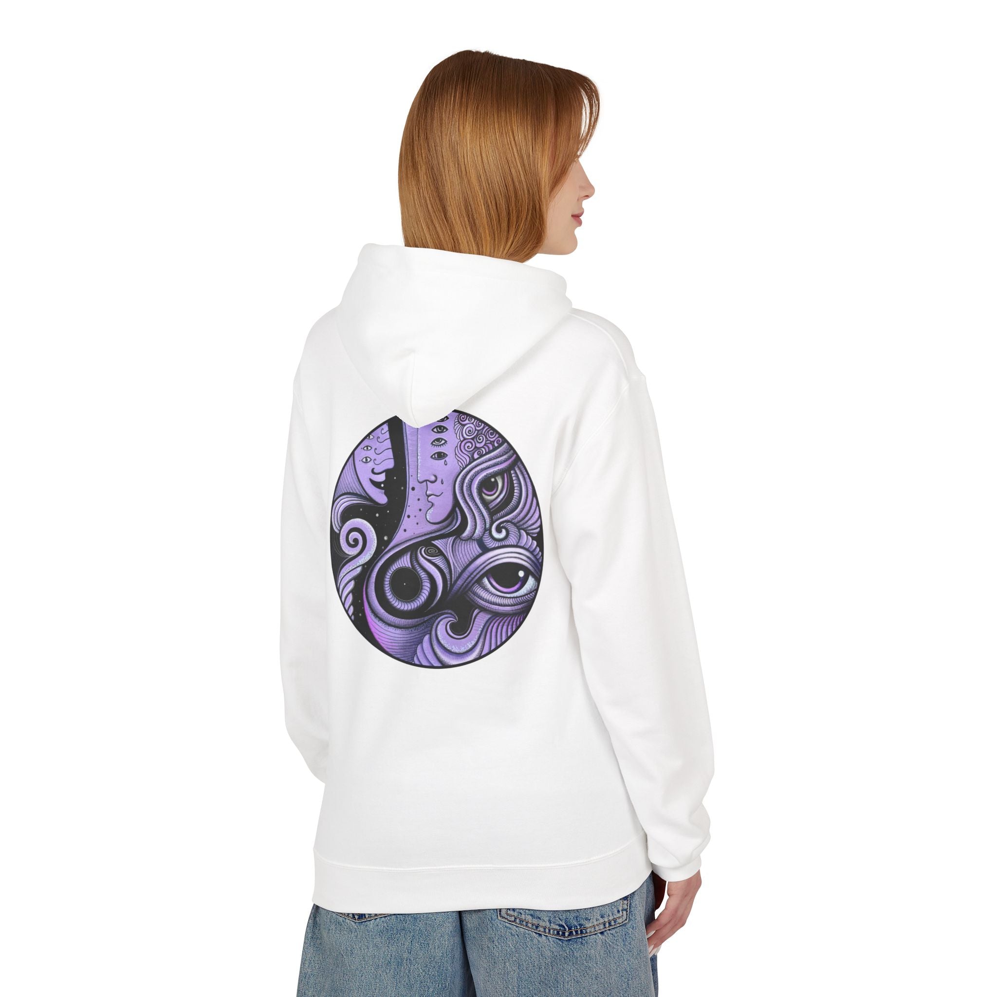 Purple Psychedelic Guitar Art Hoodie | Keyhole Front, Circular Back Design