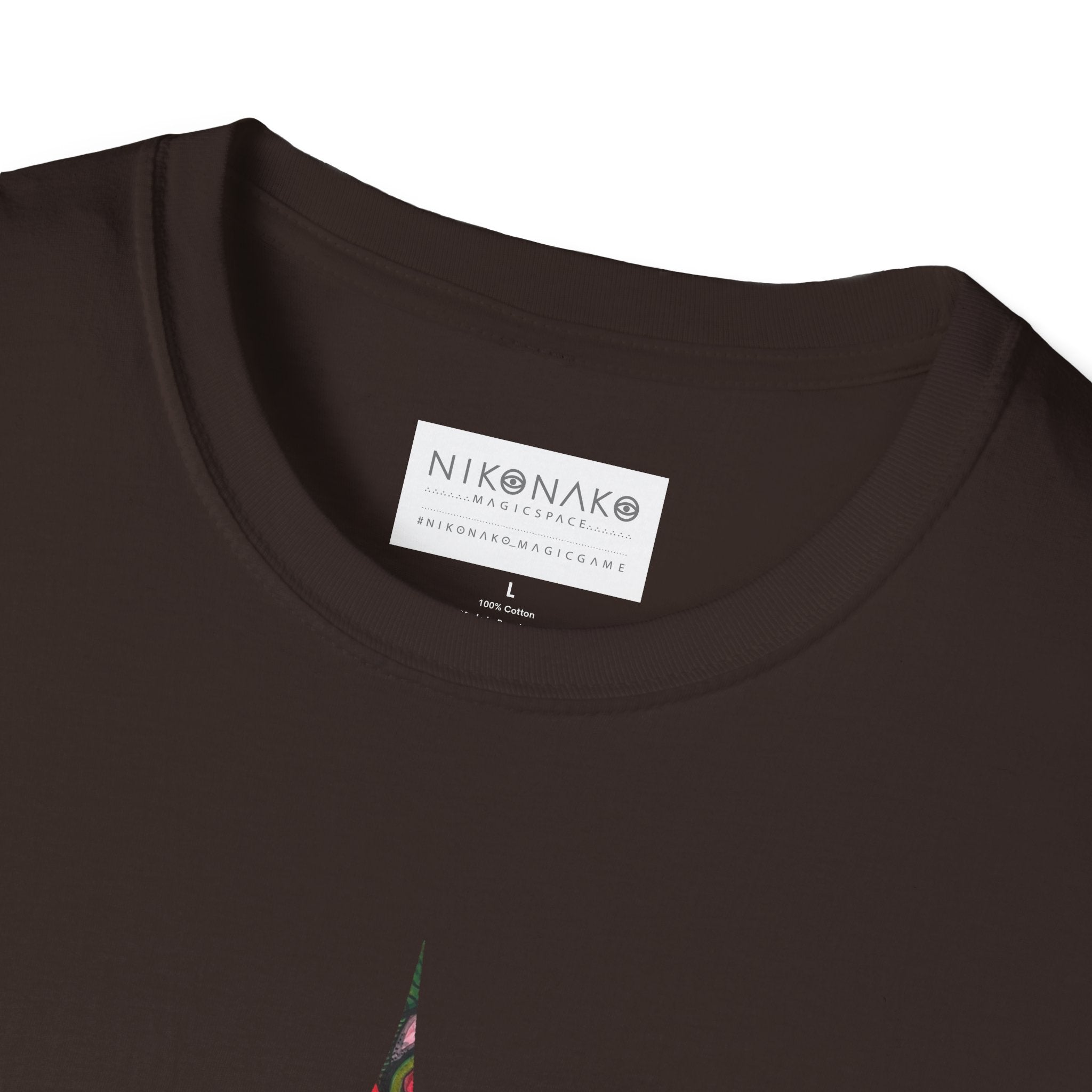 Geometric Tribal Eye Tee — Abstract Red & Green Triangle Graphic T-Shirt #sx432177