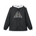 Abstract Triangle Pattern Windbreaker Jacket — Geometric Tribal Print Hooded Jacket #wj3421