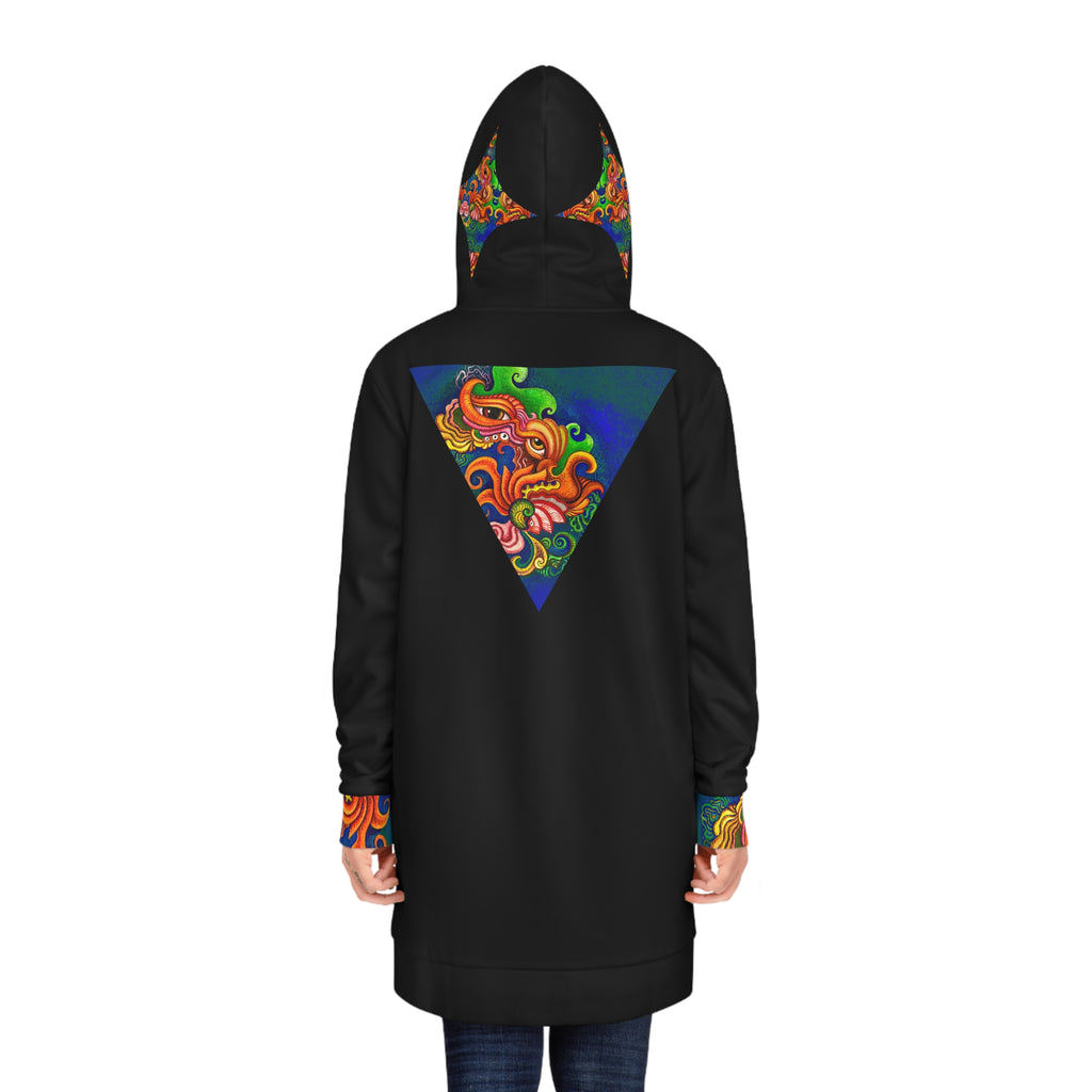 Women's Hoodie Dress — Psychedelic Triangle Floral Print Cozy Tunic #hd5643