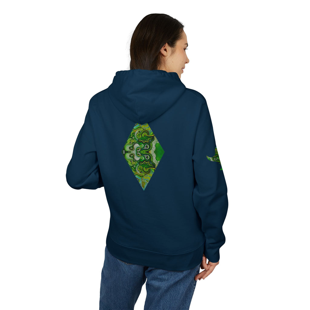 Green Geometric Nature Hoodie — Triangle Diamond Forest Graphic #iyf874322