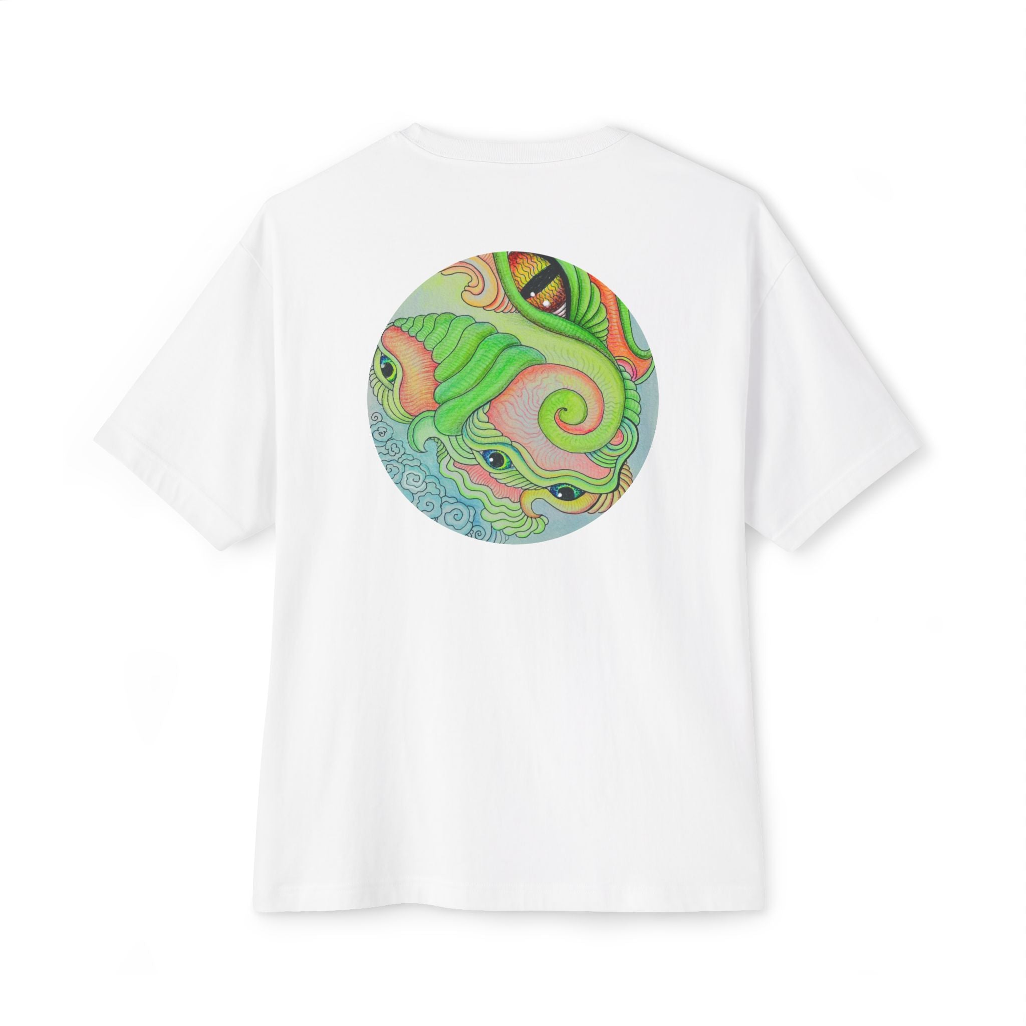 Psychedelic Triangle & Circle Graphic Tee — Retro Swirl Art T-Shirt #gr9523