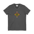 Tribal Mask Diamond Tee — Vibrant Ethnic Face Graphic V‑Neck T‑Shirt #hg 08656