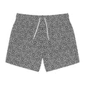 Monochrome Geometric Swim Trunks — Kaleidoscope Tile Pattern #st3