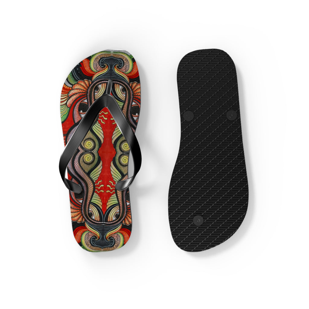 Boho Tribal Floral Flip Flops — Colorful Psychedelic Summer Sandals #f