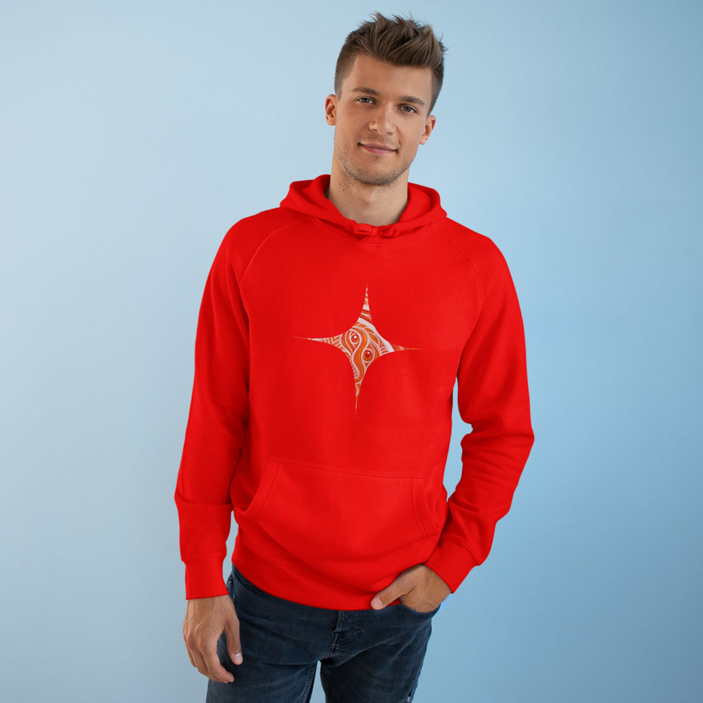 Keyhole & Diamond Pattern Hoodie — Abstract Red Paisley Graphic #yh099879