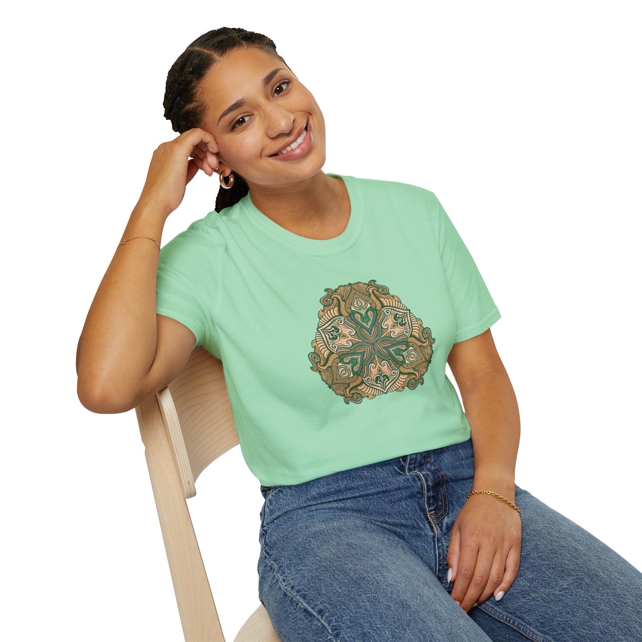 Green Celtic Knot Mandala T-Shirt | Floral Shamrock Pattern