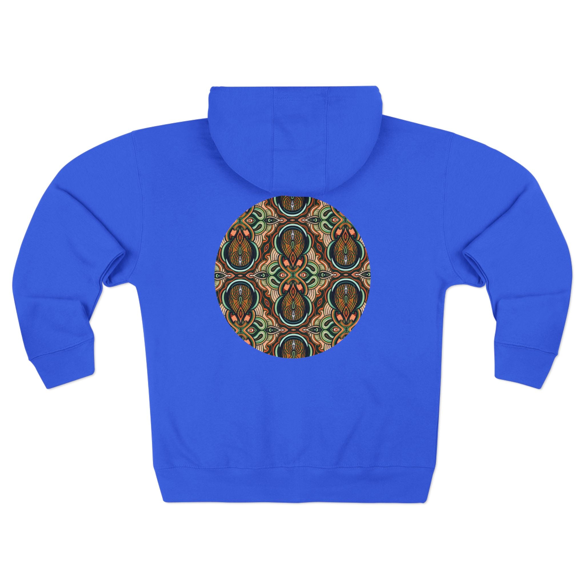 Geometric Tribal Pattern Zip Hoodie — Earthy Mandala Triangle & Circle Design #zh137
