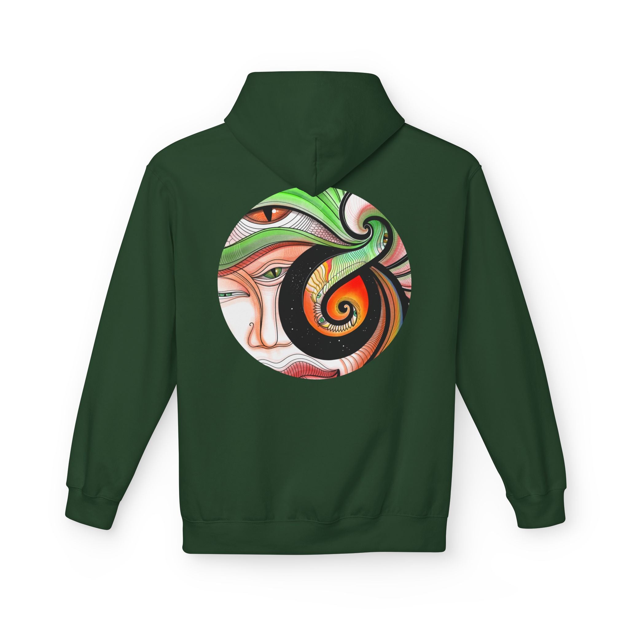 Abstract Swirl Face Hoodie | Artistic Geometric Portrait, White Pullover