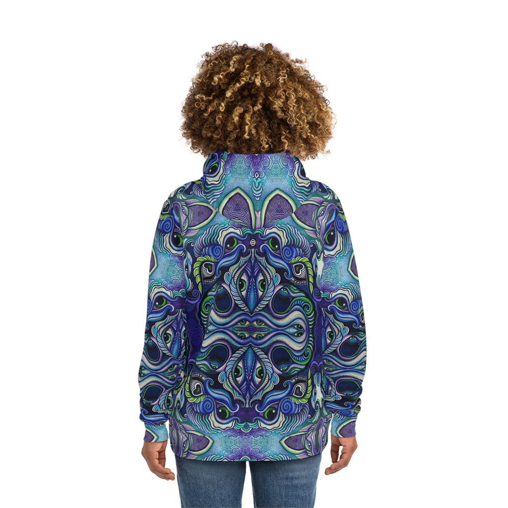 Psychedelic Kaleidoscope Hoodie — Blue Green All-Over Print Fashion Hoodie #g86469