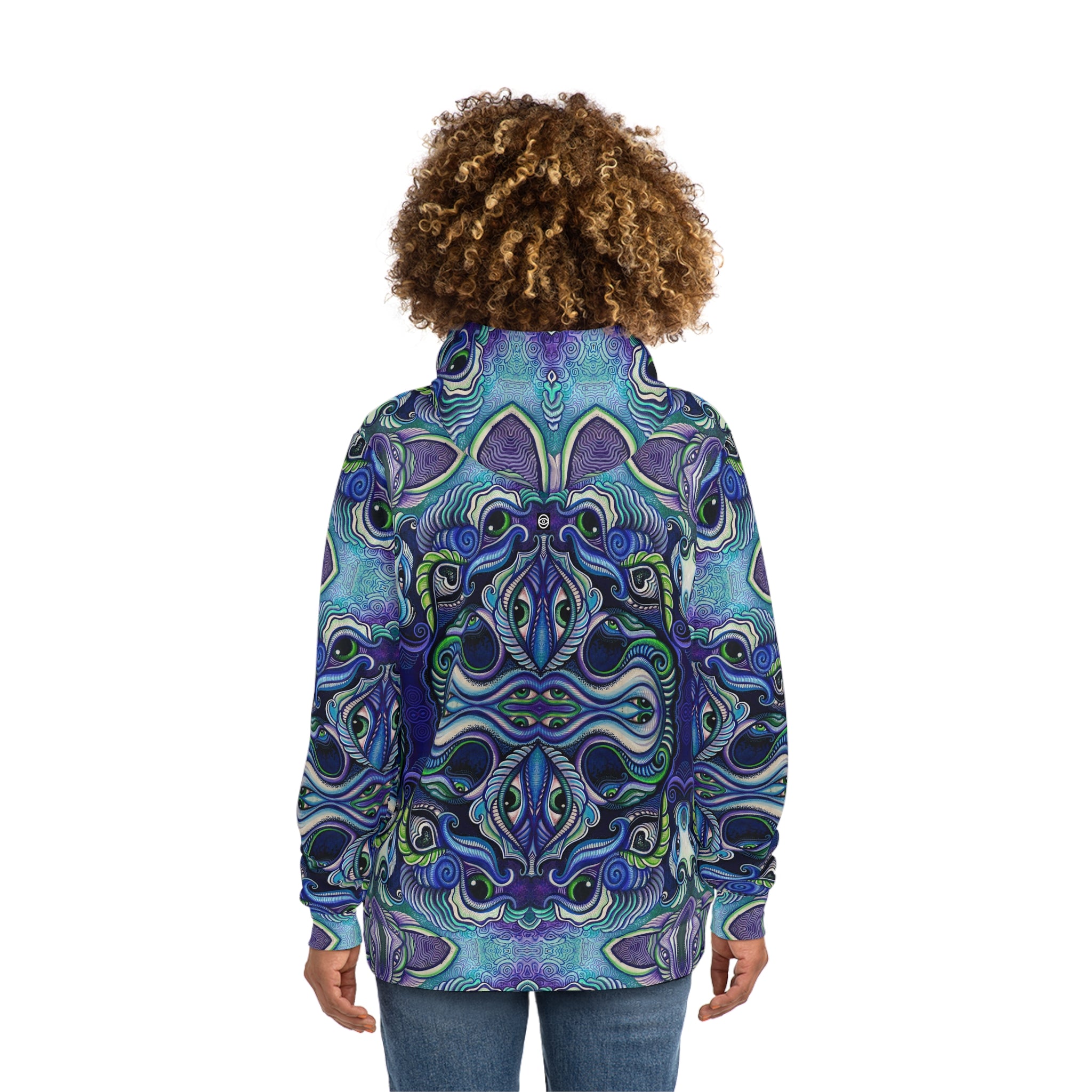 Psychedelic Kaleidoscope Hoodie — Blue Green All-Over Print Fashion Hoodie #g86469