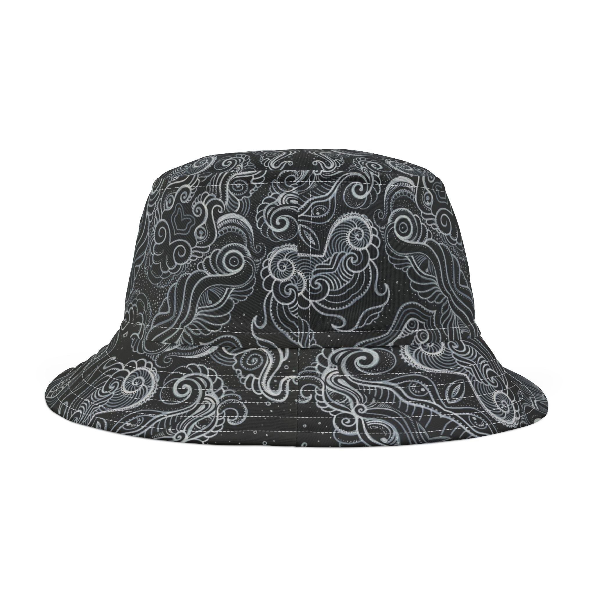 Gray Tribal Swirl Bucket Hat — All-Over Print #bh9