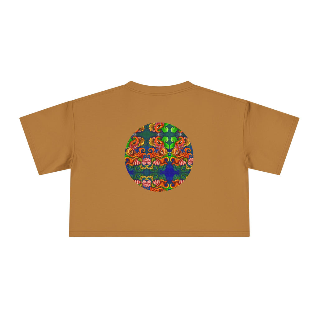 Psychedelic Keyhole Crop Tee — Colorful Abstract Floral Graphic Top #ctaf55
