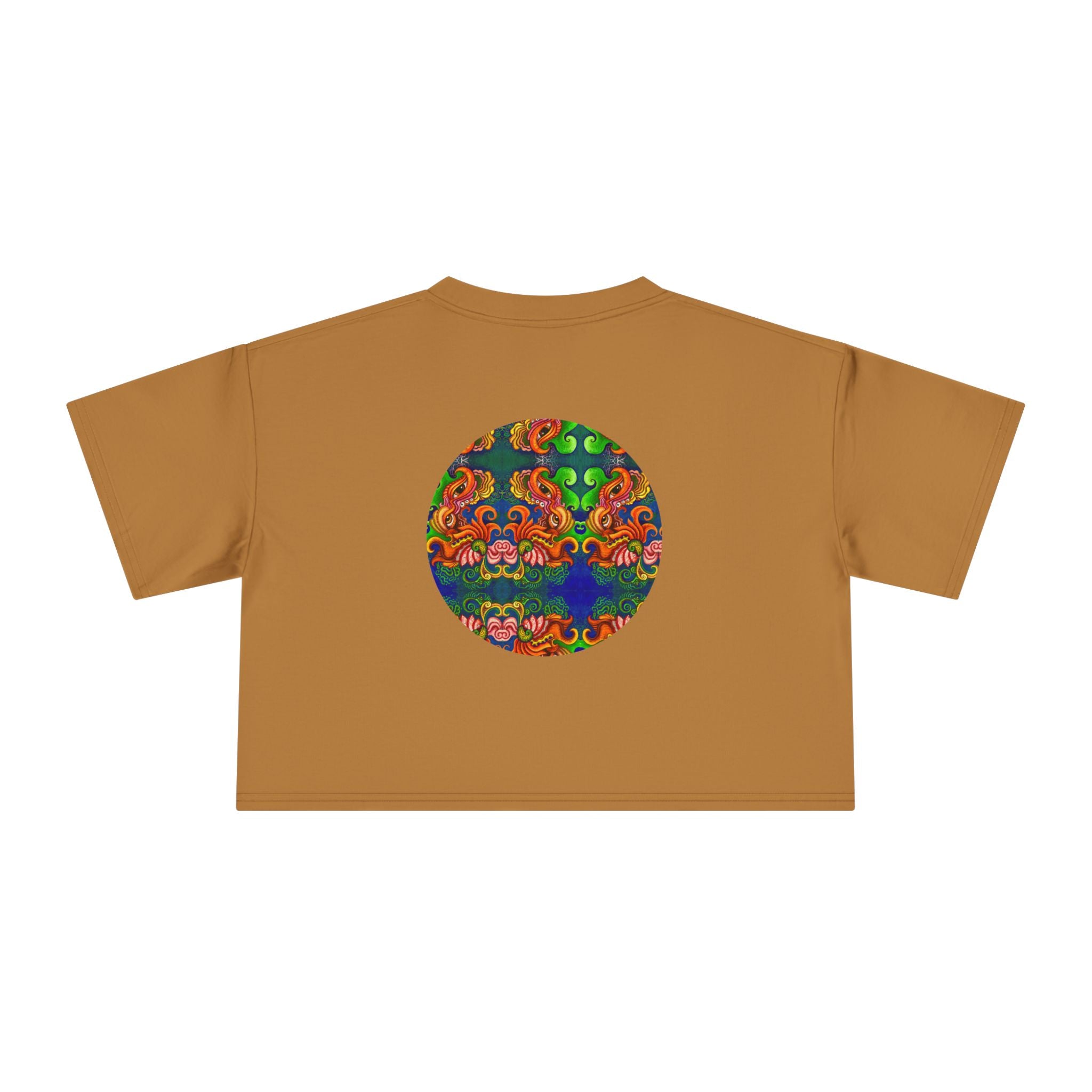 Psychedelic Keyhole Crop Tee — Colorful Abstract Floral Graphic Top #ctaf55