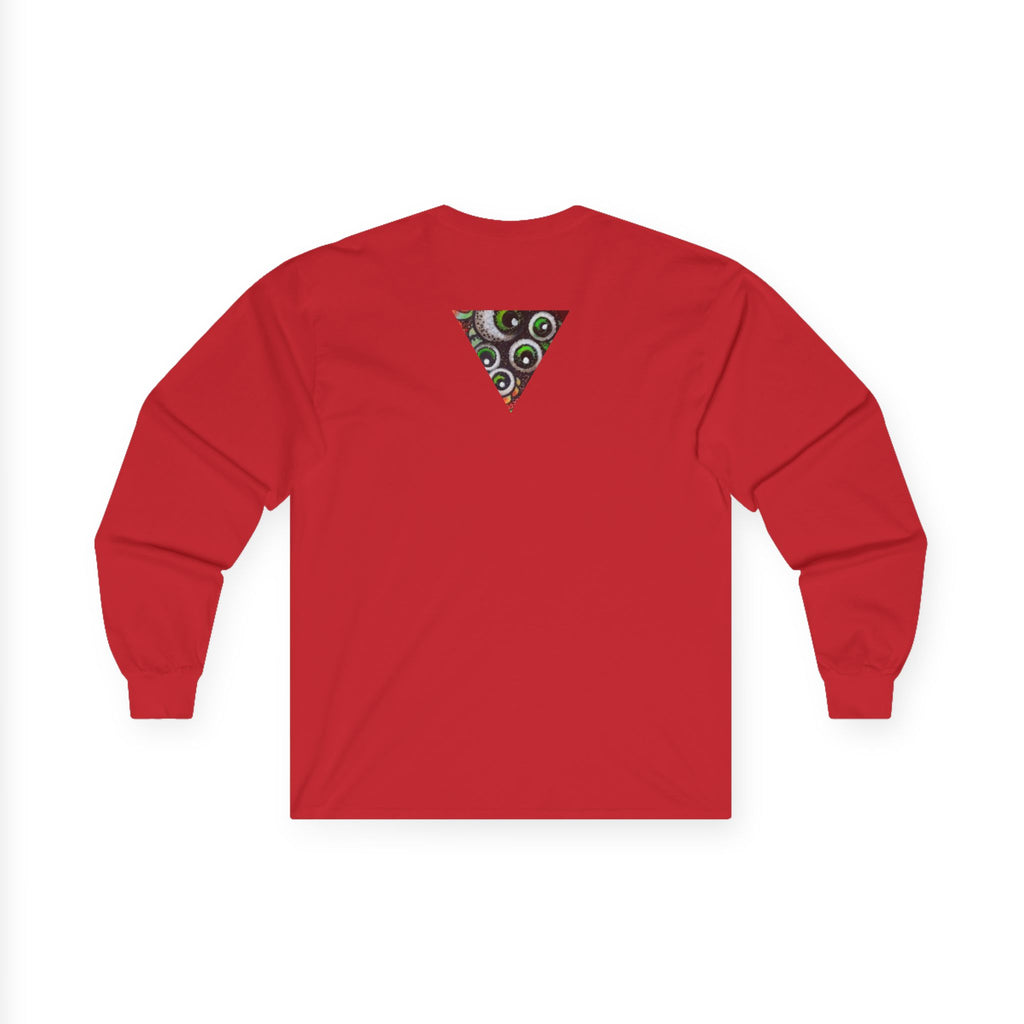 Triangle Camo Graphic Long Sleeve Tee — Minimal Military-Inspired Chest Print #k646&
