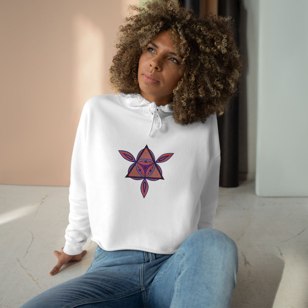 Boho Heart Mandala Crop Hoodie — Psychedelic Floral Tribal Graphic  #chpf3