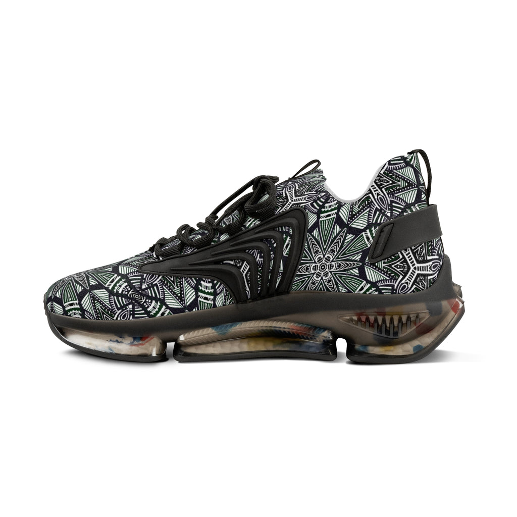 Men's Mesh Sneakers — Green Geometric Athletic Shoes #h08657